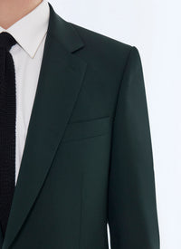 Costume ajusté en toile de laine - Vert Anglais