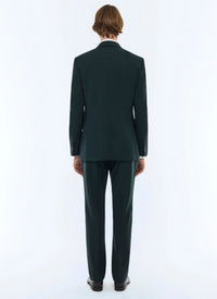 Costume ajusté en toile de laine - Vert Anglais