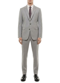 Costume 2 pièces ajusté twill de laine fil à fil - Gris Clair
