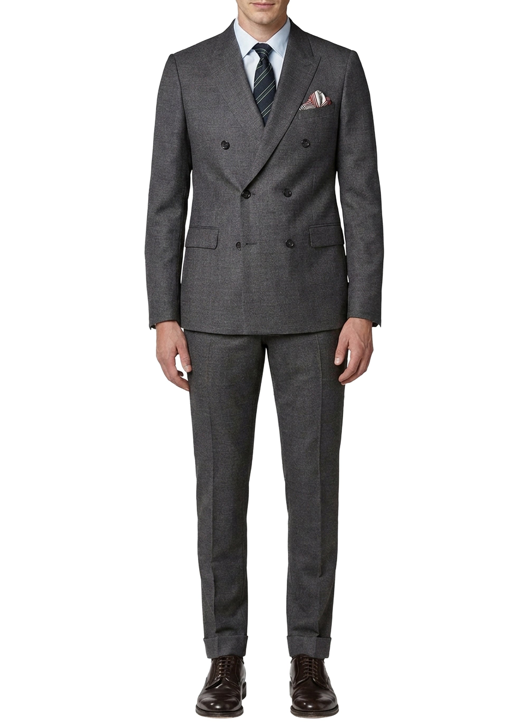 Costume ajusté et boutonné en laine - Anthracite