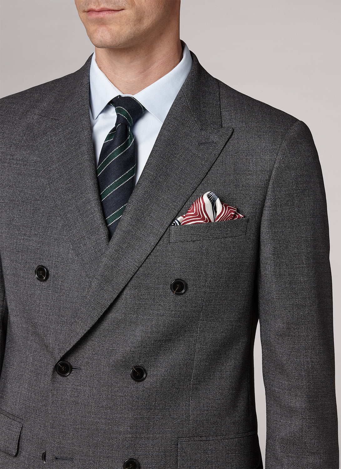 Costume ajusté et boutonné en laine - Anthracite