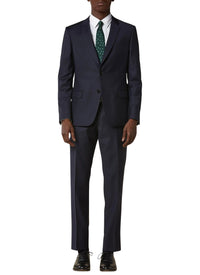 Costume ajusté et boutonné en laine - Bleu Marine