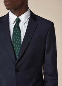 Costume ajusté et boutonné en laine - Bleu Marine