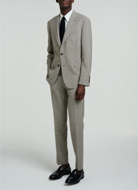 Costume en natté de laine à motif pied de poule - Chataigne