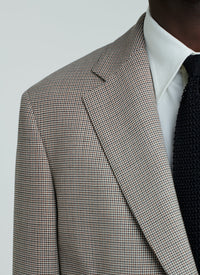 Costume en natté de laine à motif pied de poule - Chataigne