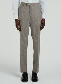 Costume en natté de laine à motif pied de poule - Chataigne