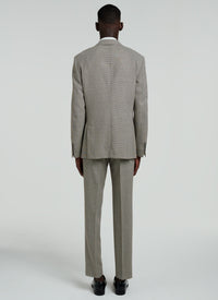 Costume en natté de laine à motif pied de poule - Chataigne