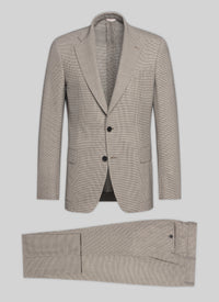 Costume en natté de laine à motif pied de poule - Chataigne