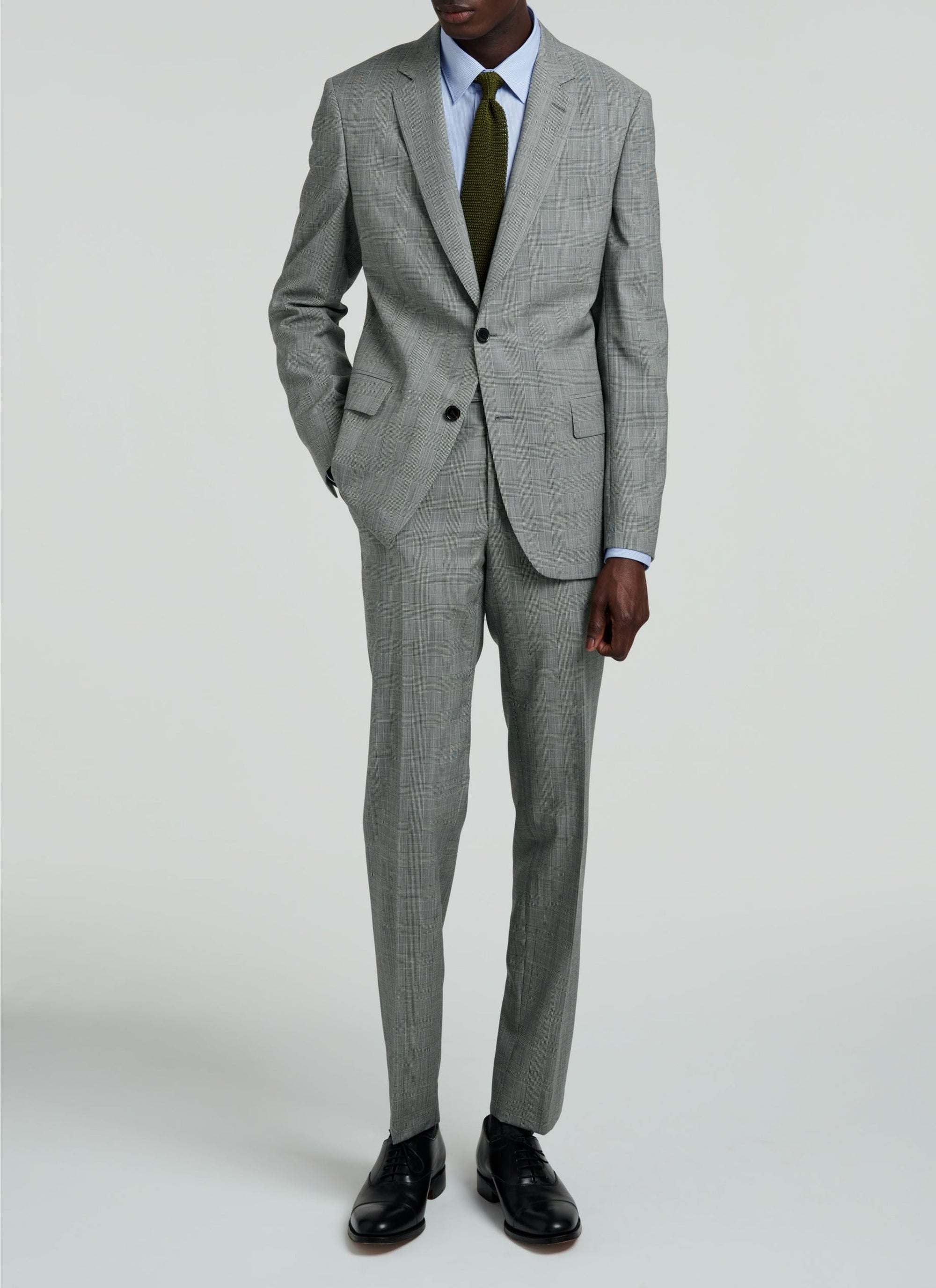 Costume ajusté et boutonné en laine - Plomb