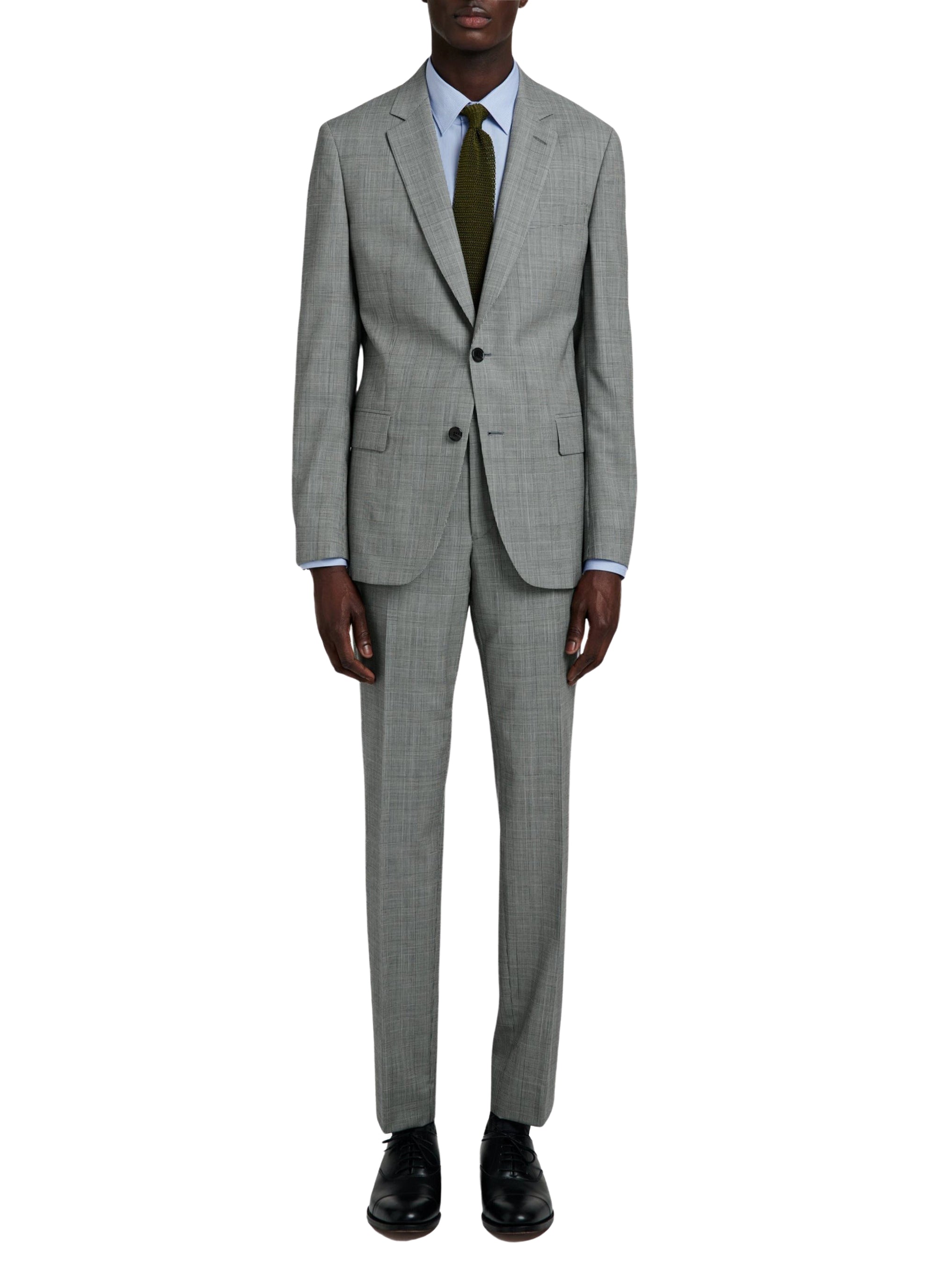 Costume ajusté et boutonné en laine - Plomb