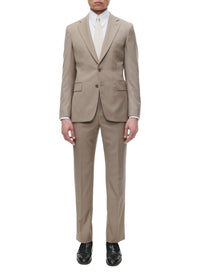 Costume ajusté et boutonné en laine - Beige