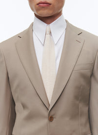 Costume ajusté et boutonné en laine - Beige