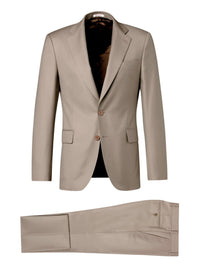 Costume ajusté et boutonné en laine - Beige