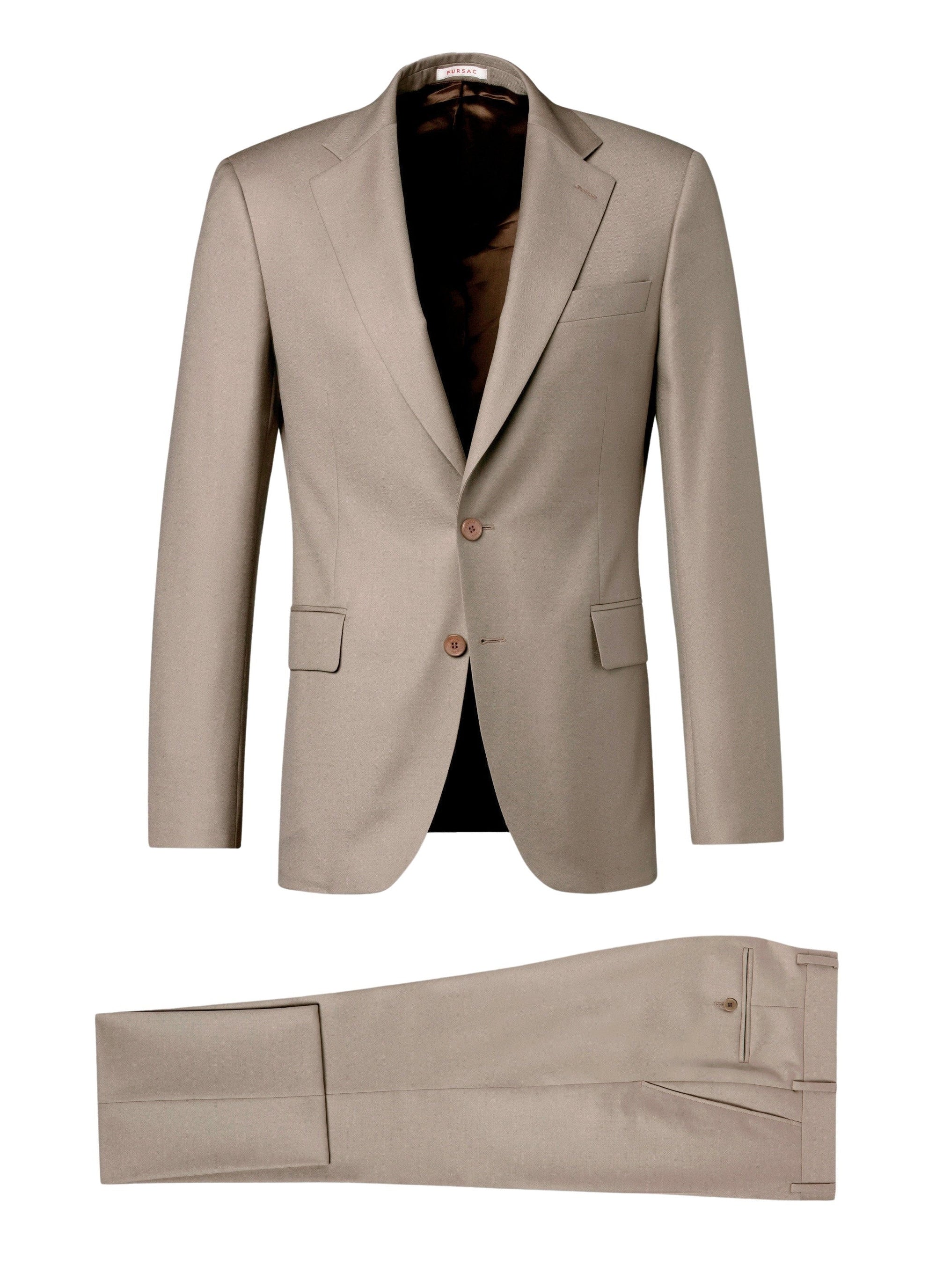 Costume ajusté et boutonné en laine - Beige