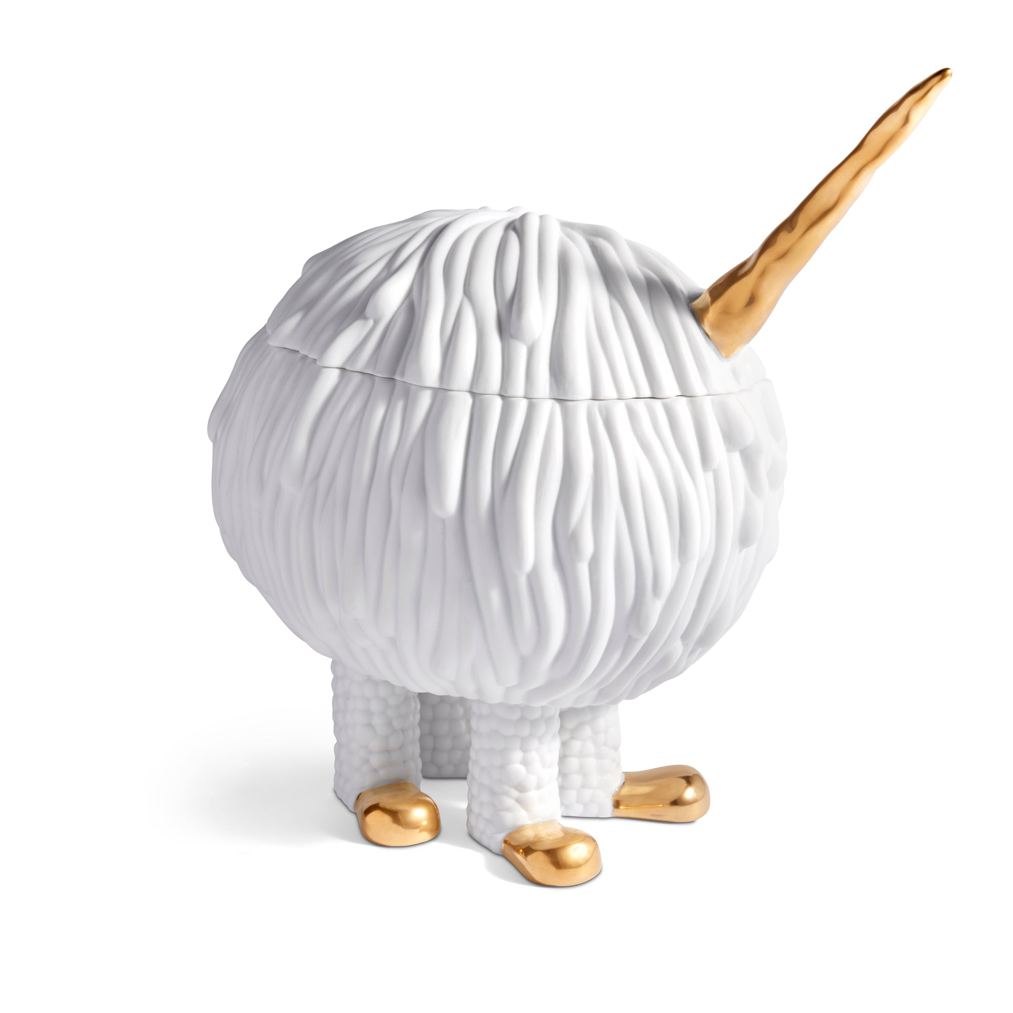 Bougie Licorne 4 mèches Mojave Haas Brothers en porcelaine - Blanc & Or