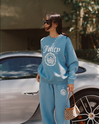 T-shirt à col rond avec emblème Juicy - Bleu ciel