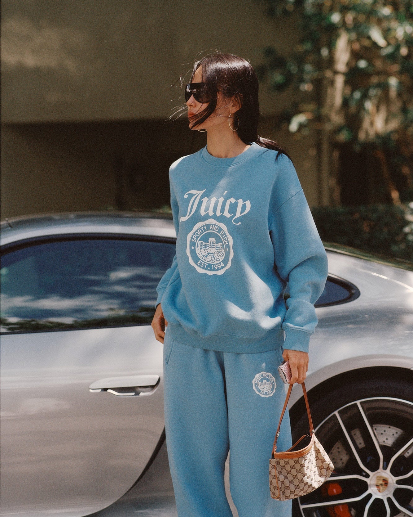 T-shirt à col rond avec emblème Juicy - Bleu ciel