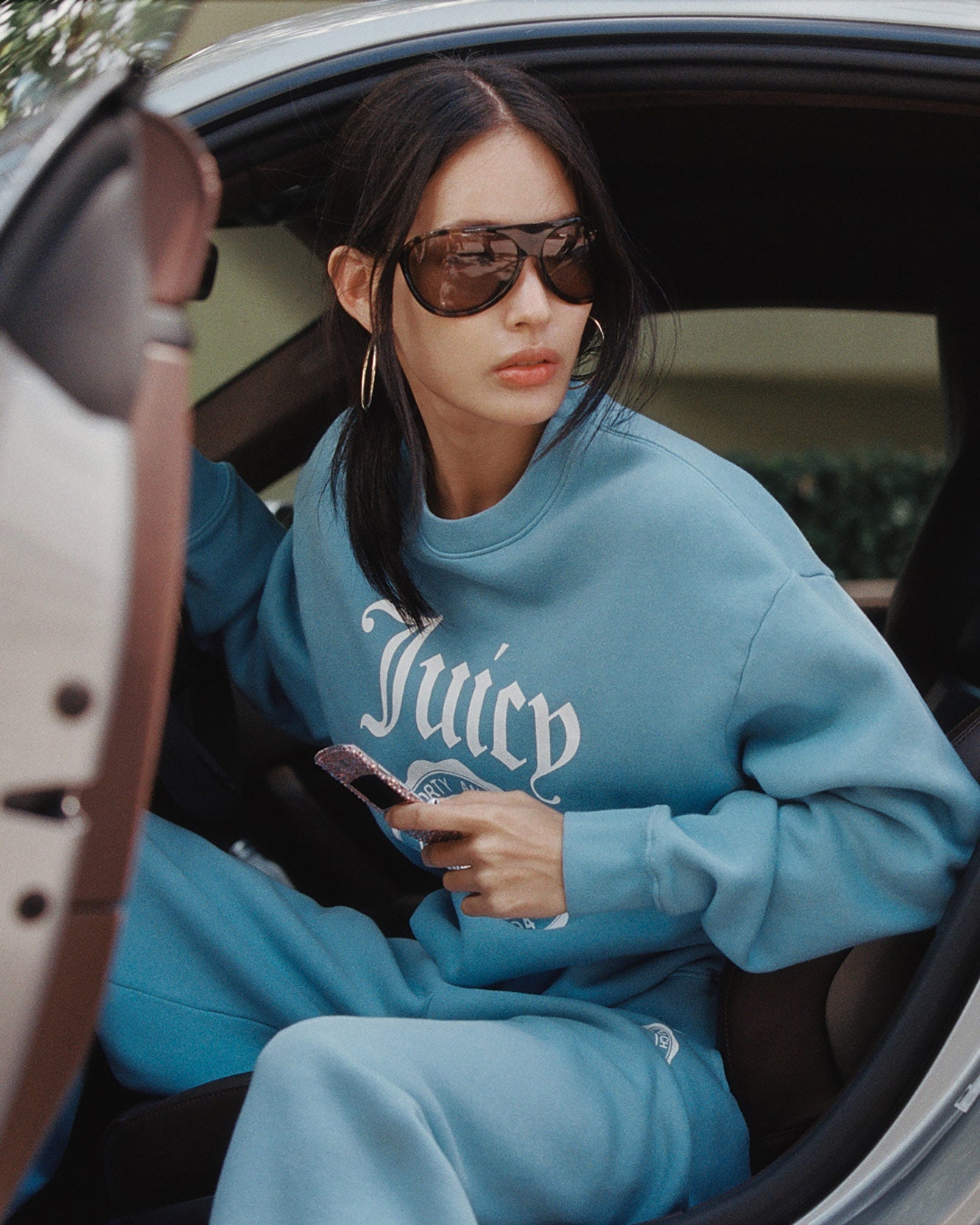 T-shirt à col rond avec emblème Juicy - Bleu ciel