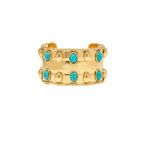 Manchette Stone Massai II dorée à l'or fin et Turquoise - Vert