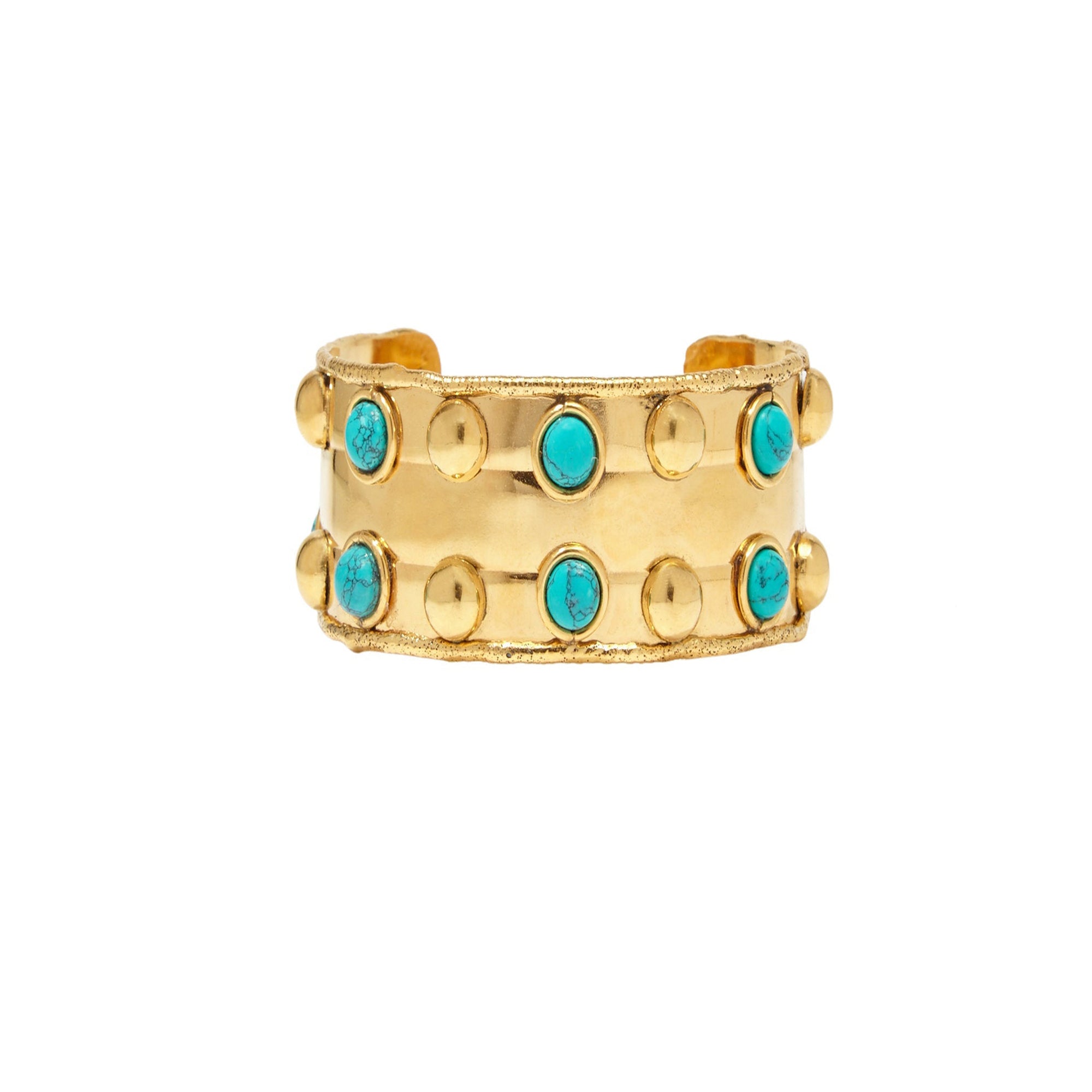 Manchette Stone Massai II dorée à l'or fin et Turquoise - Vert
