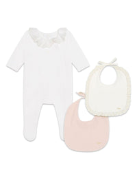 Pyjama et 2 bavoirs en interlock - Off White