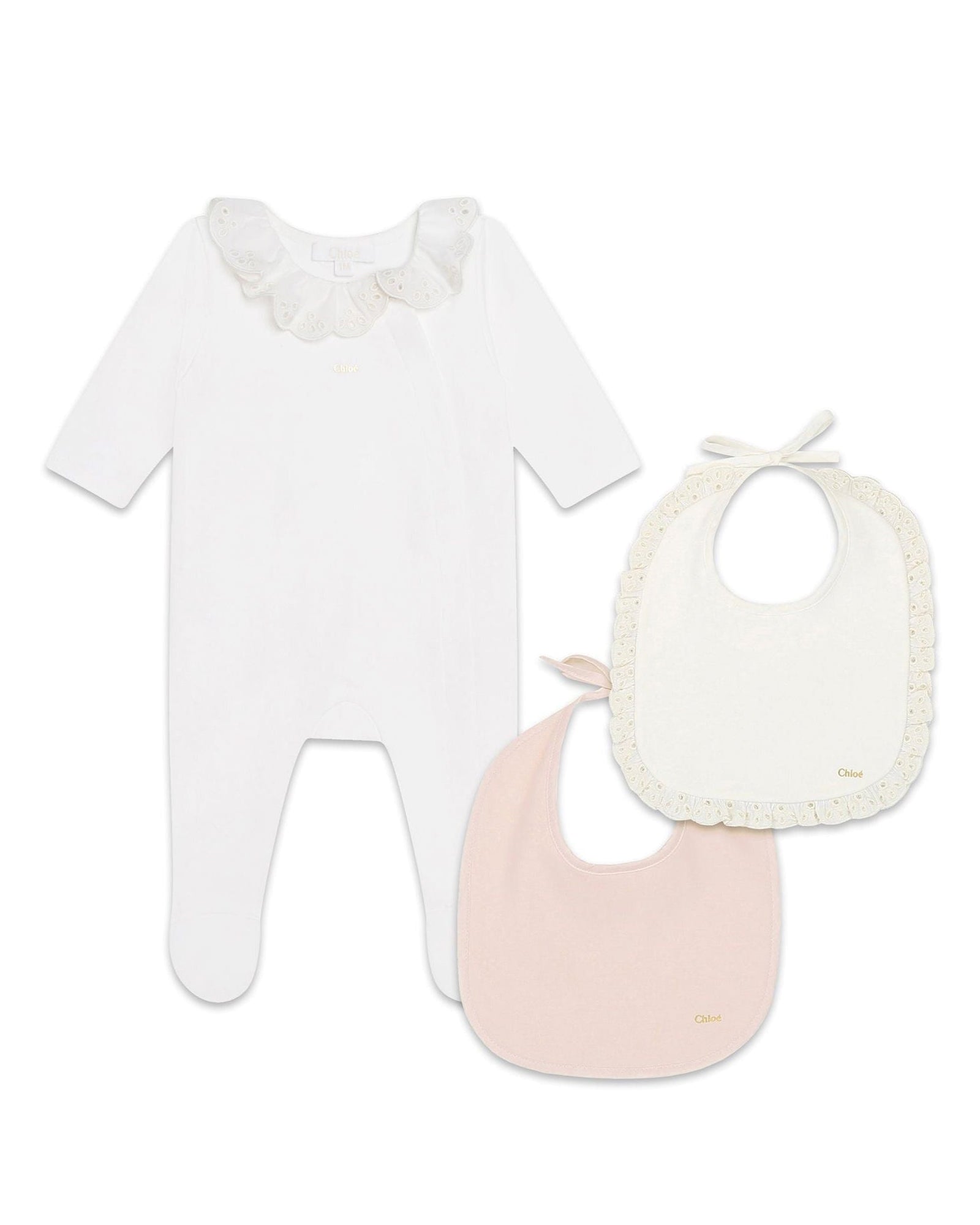 Pyjama et 2 bavoirs en interlock - Off White