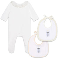 Pyjama et 2 bavoirs en interlock - Off White