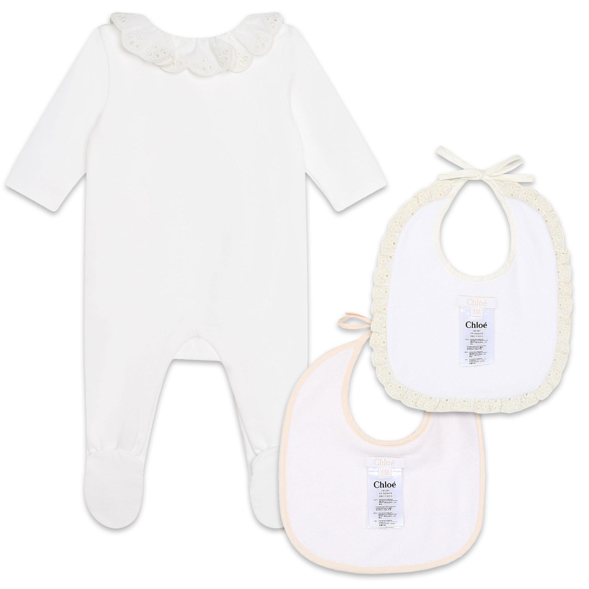Pyjama et 2 bavoirs en interlock - Off White