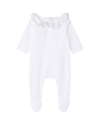 Pyjama avec col brodé en velours - Off White