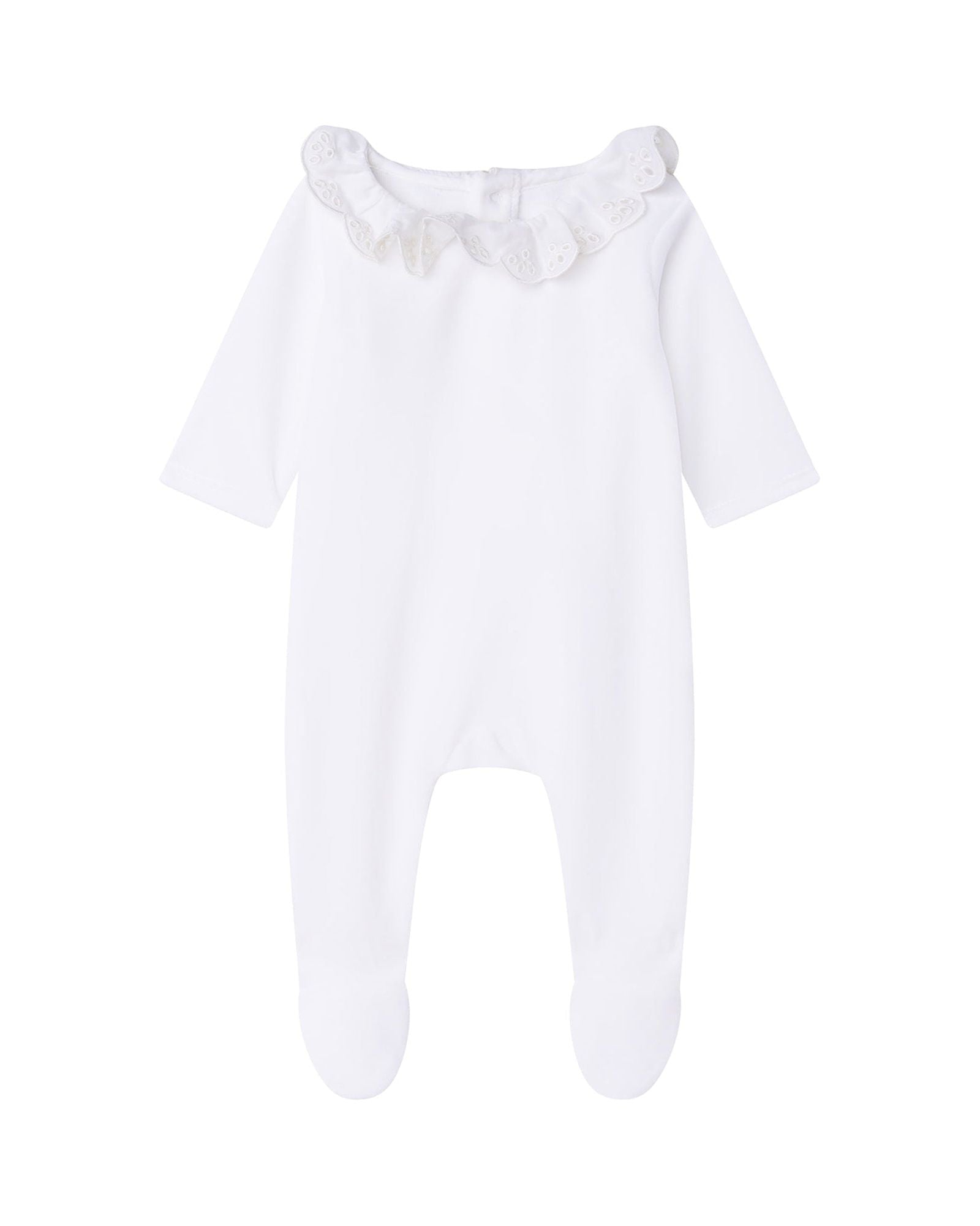 Pyjama avec col brodé en velours - Off White