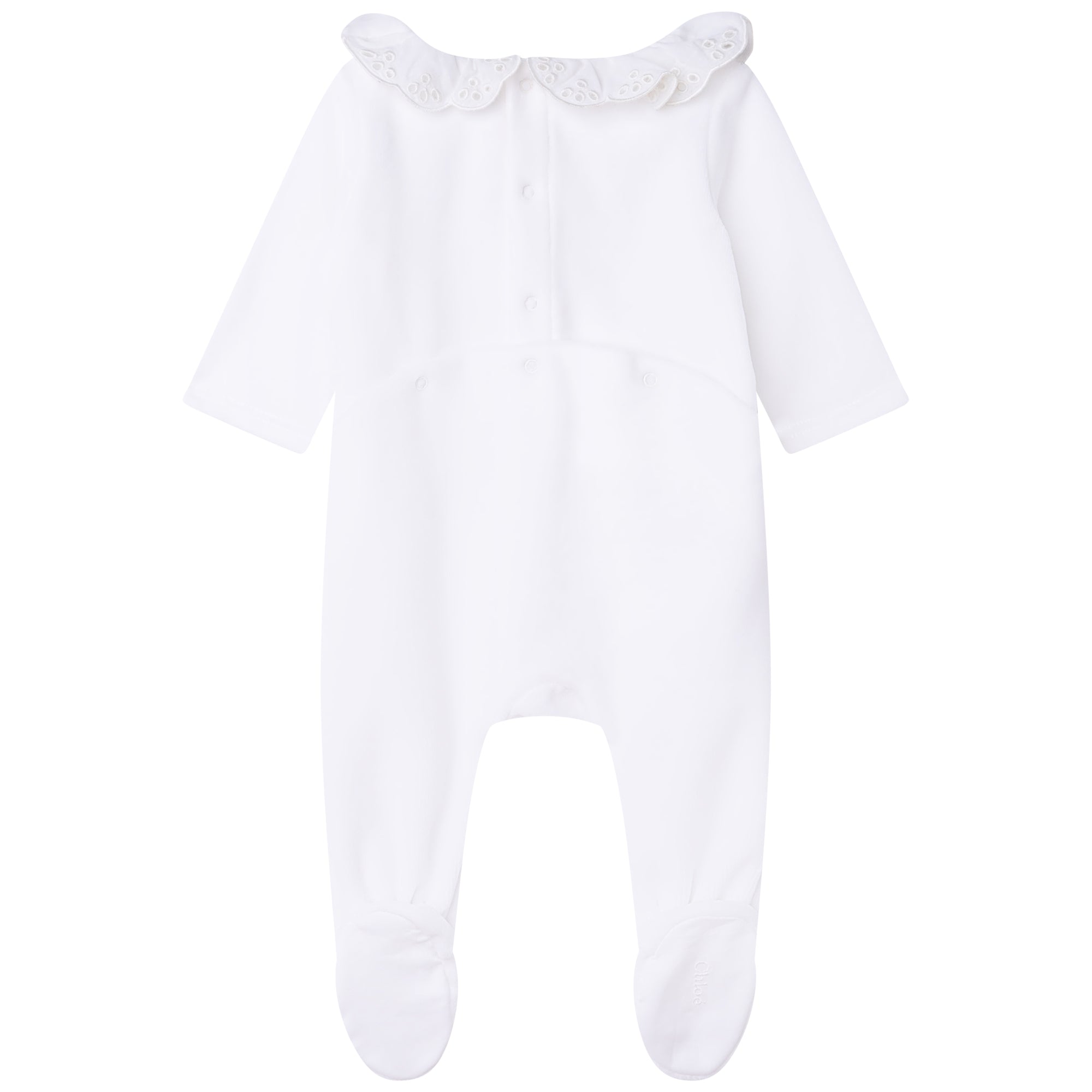 Pyjama avec col brodé en velours - Off White