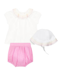 Percale t-shirt, shorts and hat set - Cyclamen