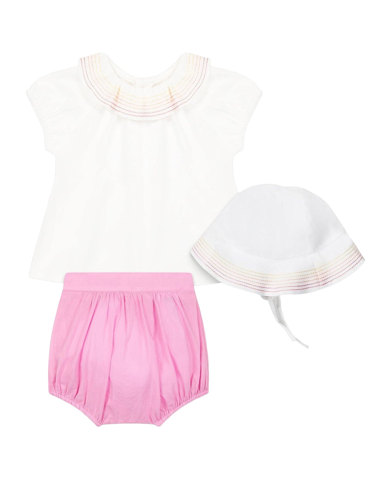 Percale t-shirt, shorts and hat set - Cyclamen
