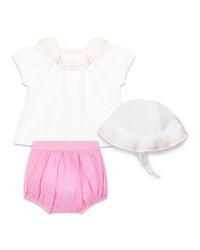 Coffret t-shirt et short et chapeau en percale - Cyclamen