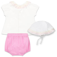 Percale t-shirt, shorts and hat set - Cyclamen