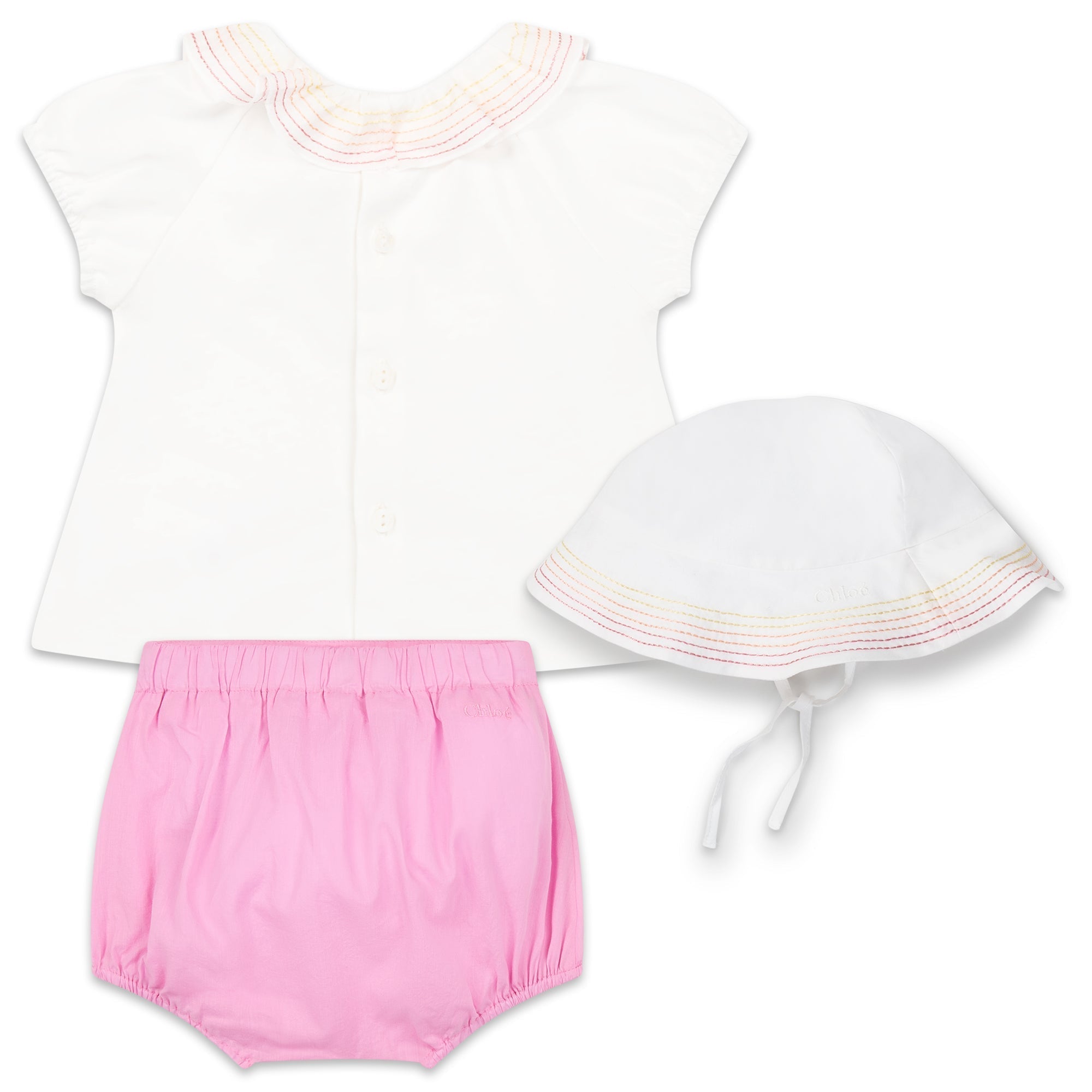 Percale t-shirt, shorts and hat set - Cyclamen