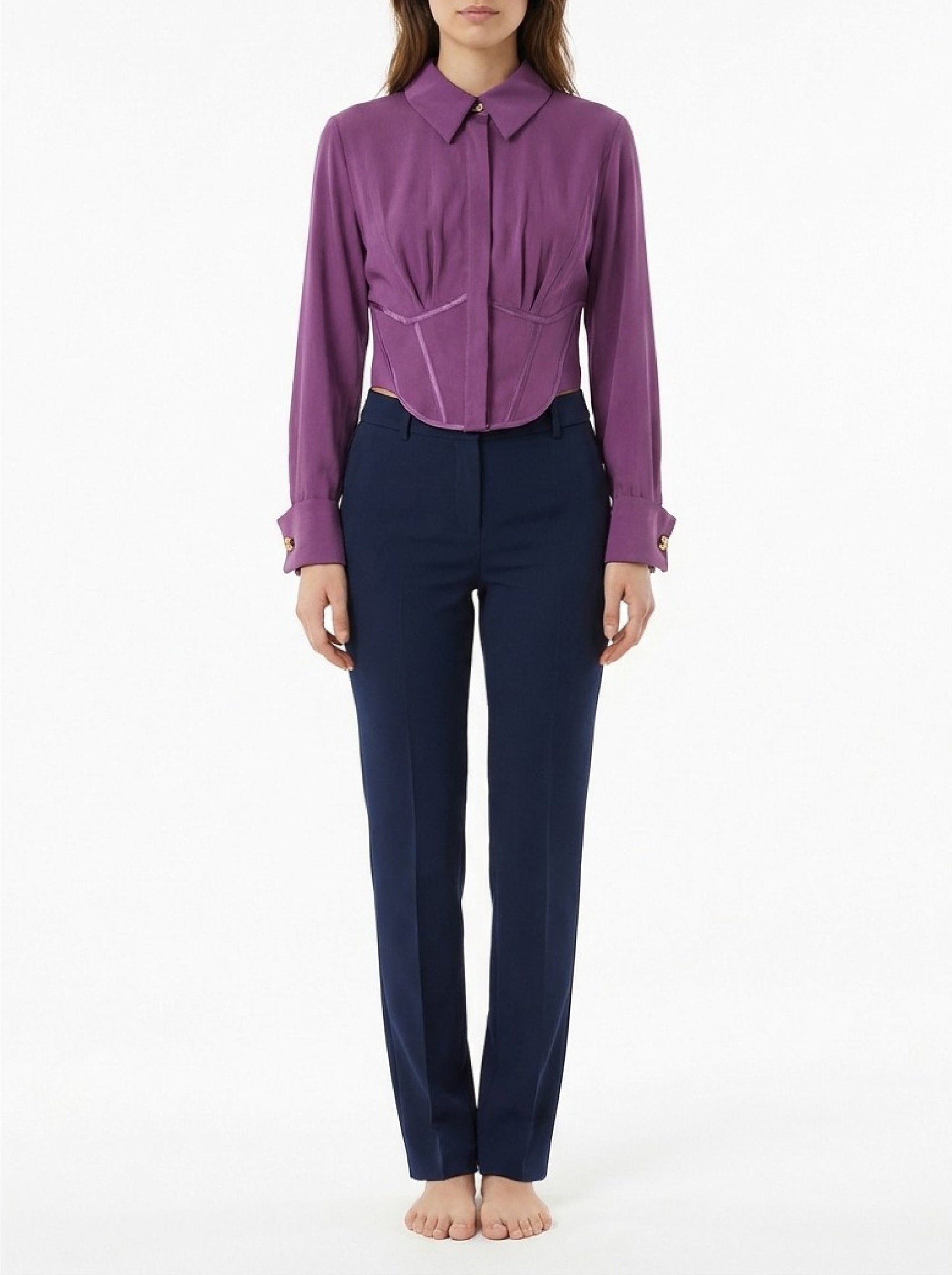 Cropped blouse with metallic details - Prugna