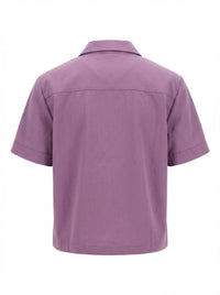 Short-sleeved button-down blouse - Candy Violet