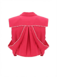 Short cardigan with stand-up collar - Fuxia