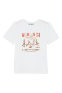 T-shirt à imprimé western en coton - Écru