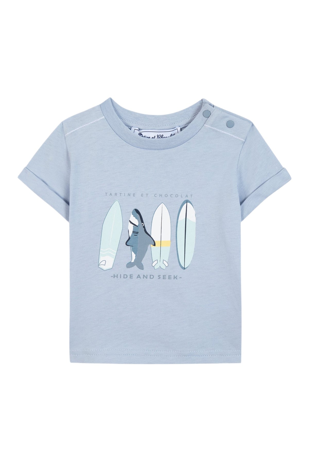 T-shirt à motif planches de surf en coton - Bleu gris