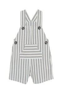 Short striped cotton dungarees - Grey