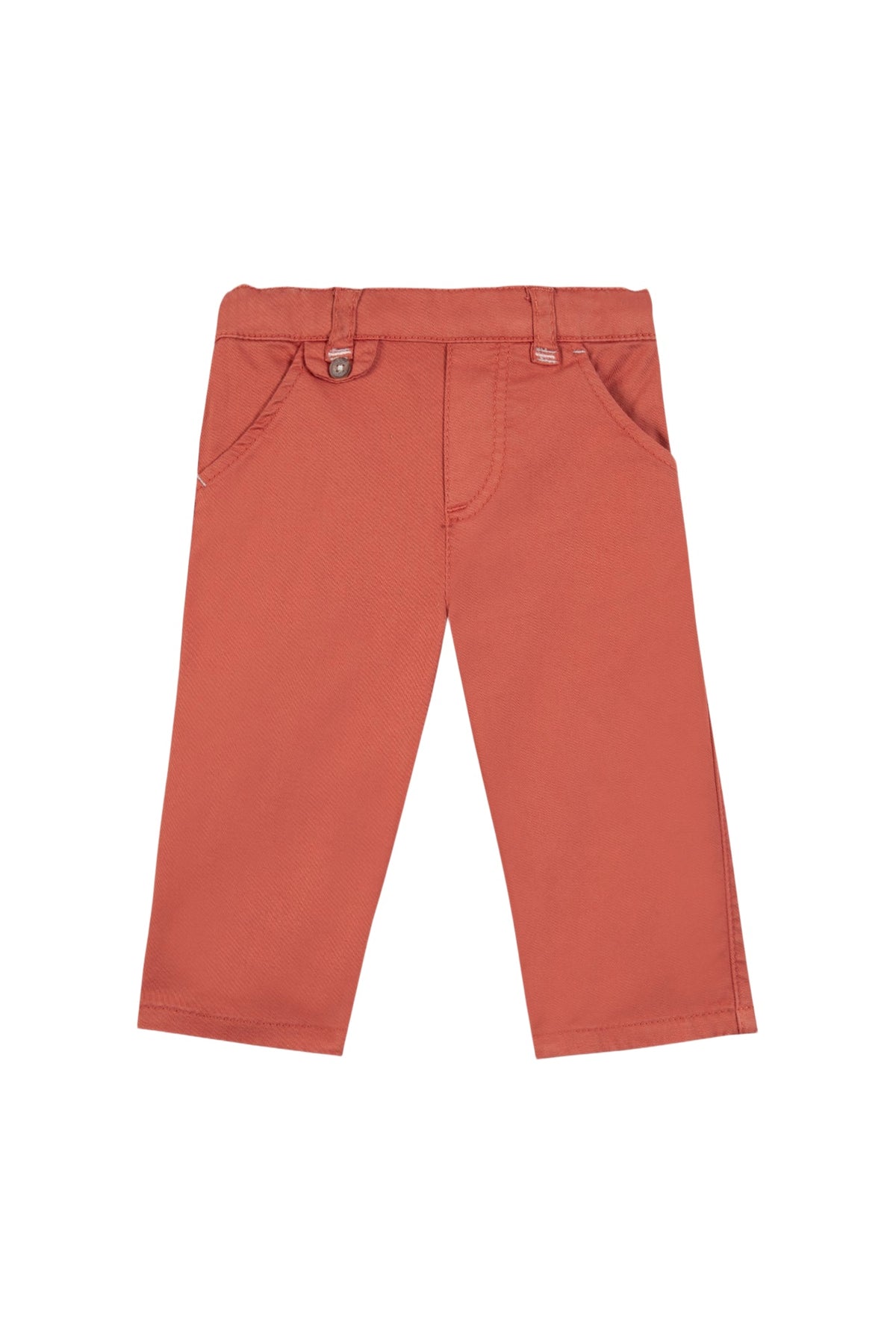 Pantalon droit à détails contrastés en coton - Terracotta