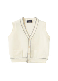 Gilet In Lana Con Profili A Contrasto