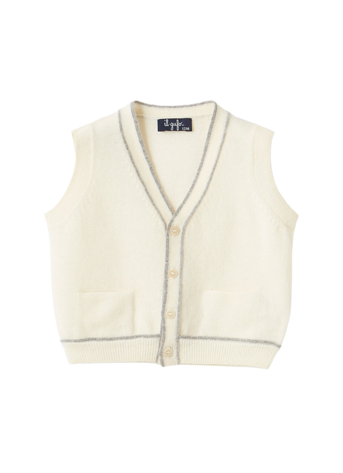 Gilet In Lana Con Profili A Contrasto