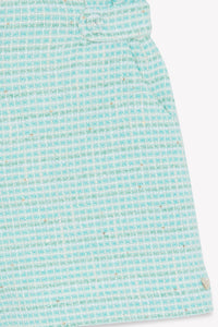 Short texturé à taille smockée en coton - Vert d'eau