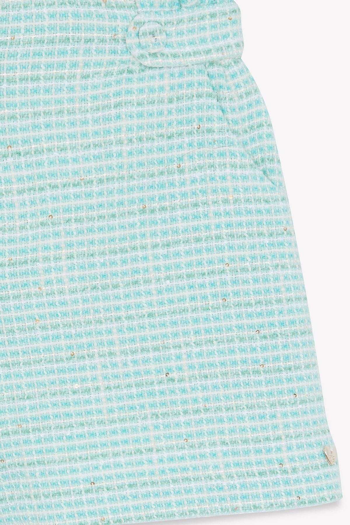 Short texturé à taille smockée en coton - Vert d'eau
