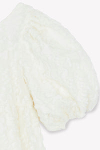 Robe à manches bouffantes et volant en coton - Écru