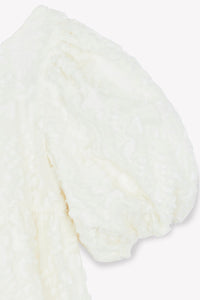 Robe à manches bouffantes et volant en coton - Écru