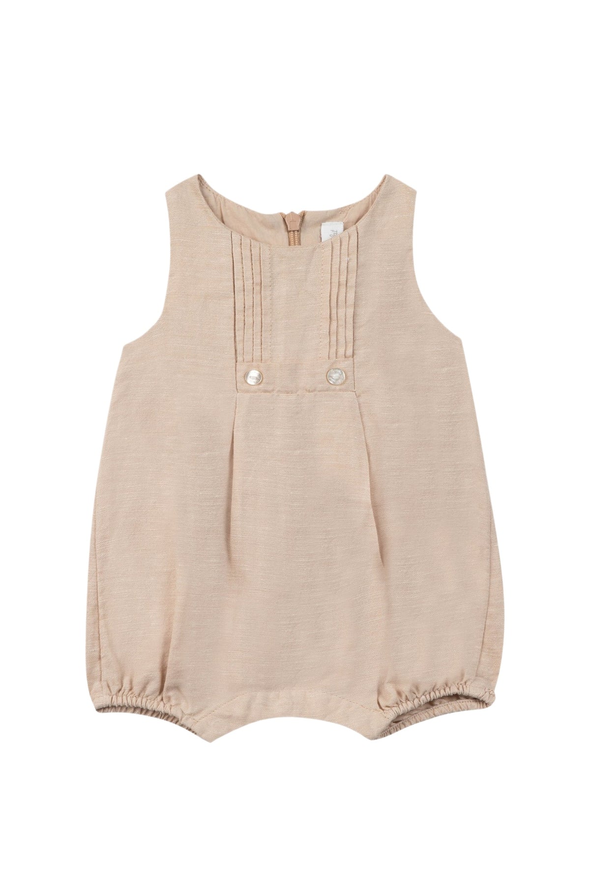 Barboteuse à plis et boutons en lin - Beige